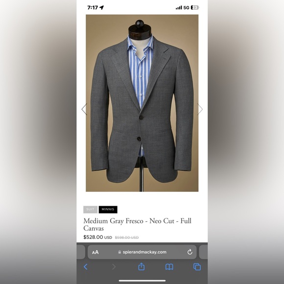 Grey Neo Cut Spier Mackay Suit 42L - Picture 12 of 13